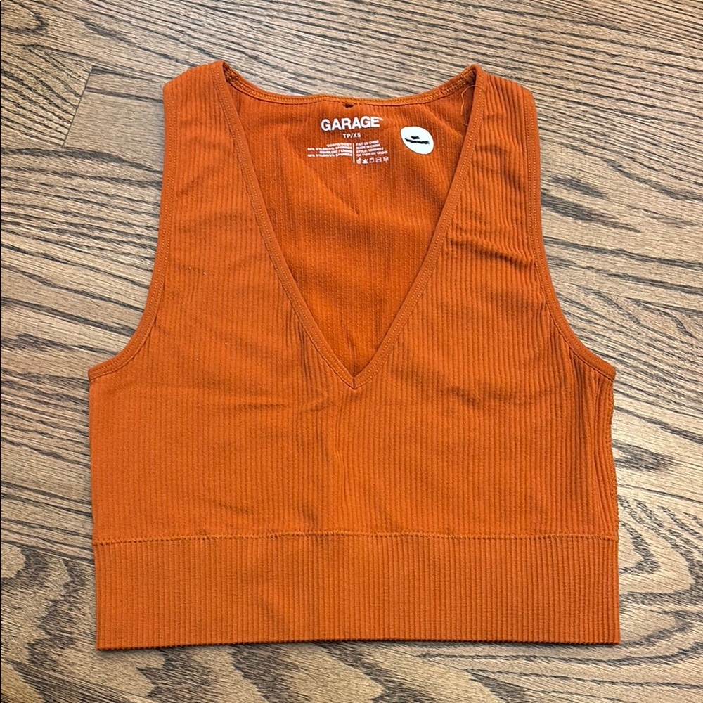 Garage Women's Ribbed Burnt Orange Tank Top